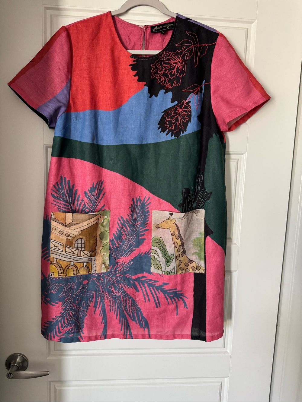 Anthropologie Geisha Designs embroidered color block dress Large